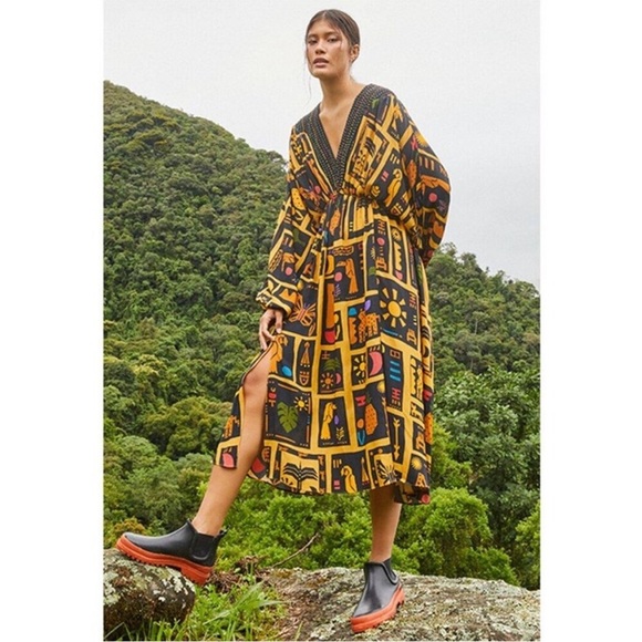 Farm Rio Tropical Icons Beaded Midi Dress - Picture 1 of 15